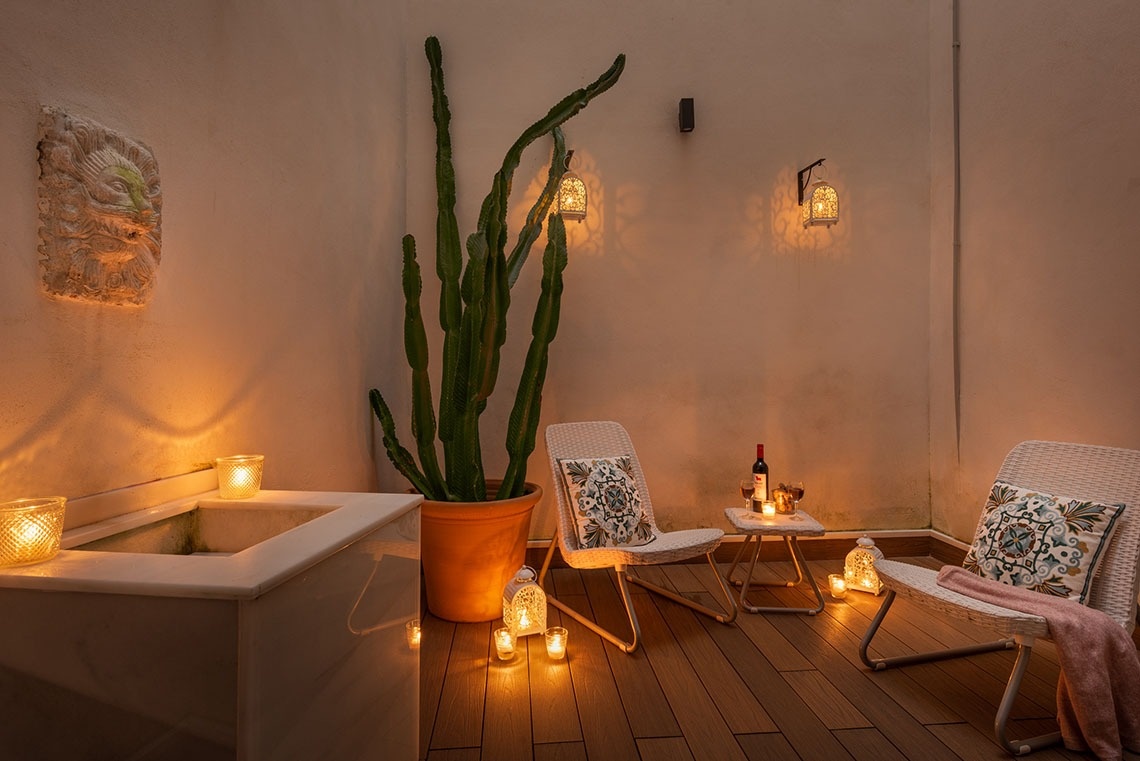 una habitación con dos sillas y una planta de cactus