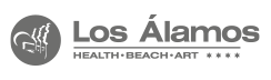 a black and white logo for los alamos health beach art