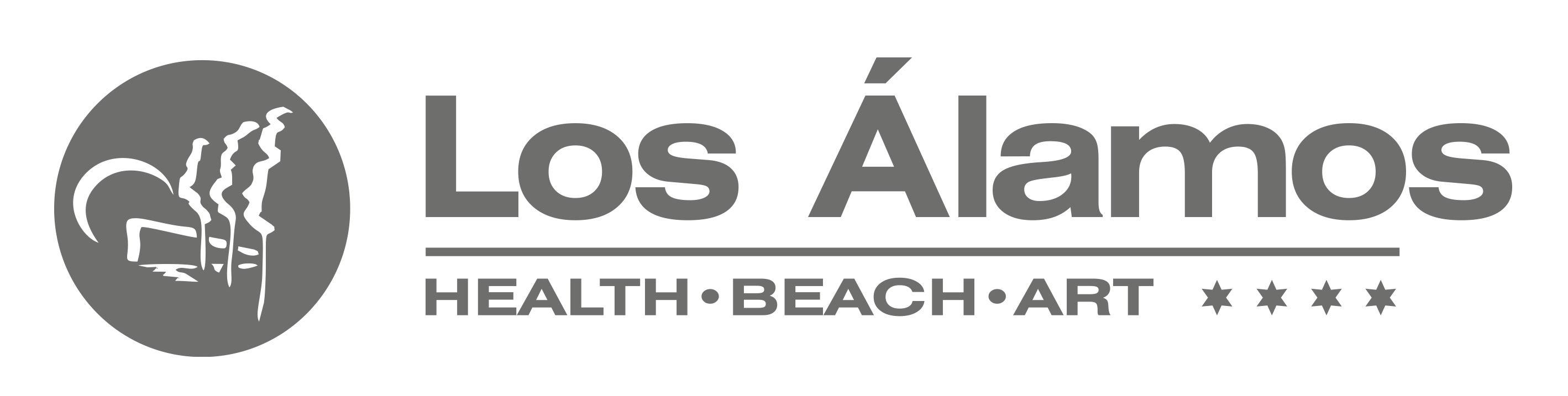 een zwart-wit logo voor los alamos health beach art