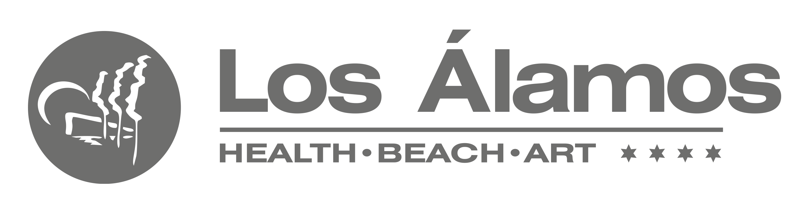 a black and white logo for los alamos health beach art