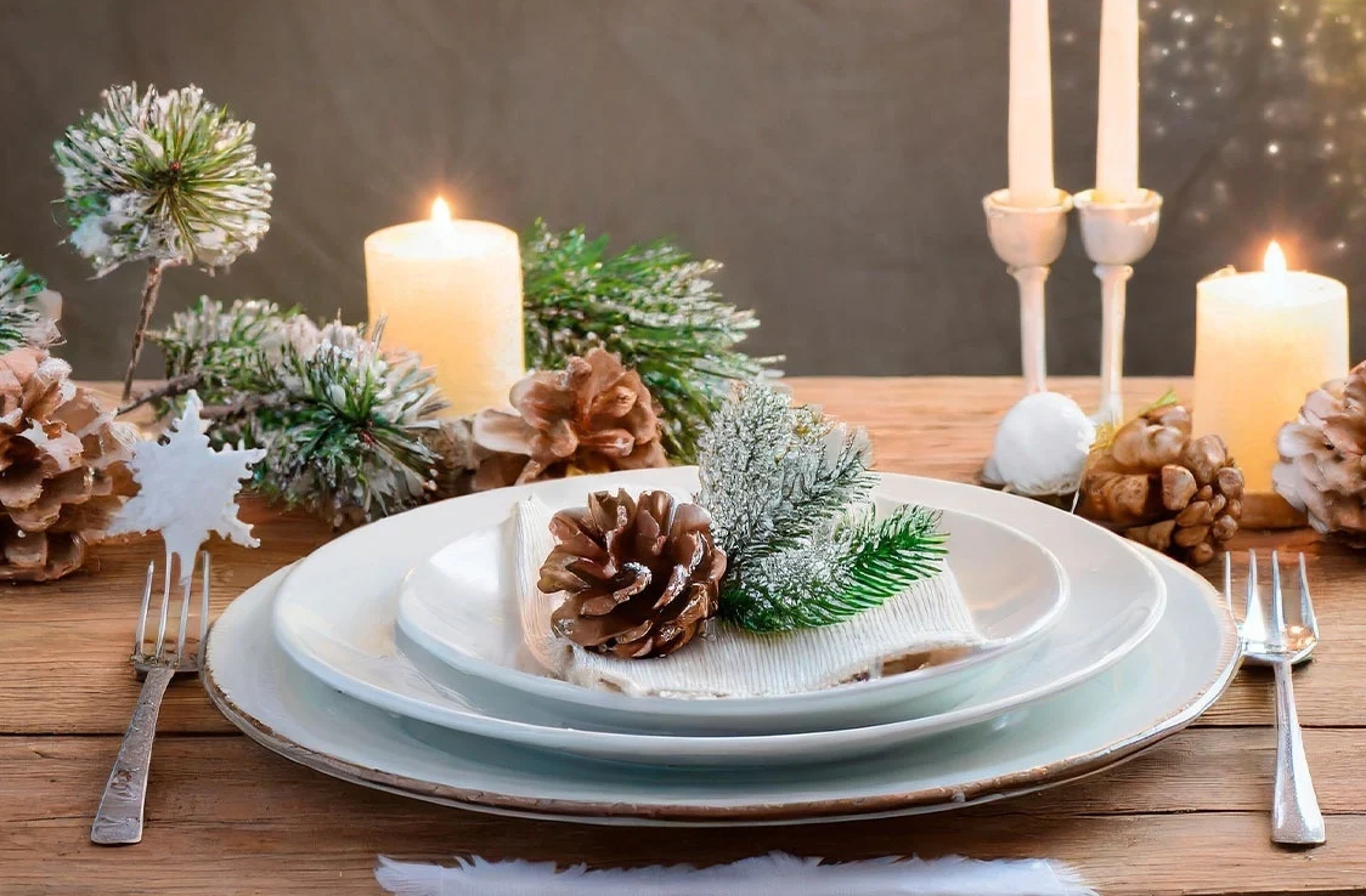 une nappe verte est posée sur une assiette noire avec des couverts dorés