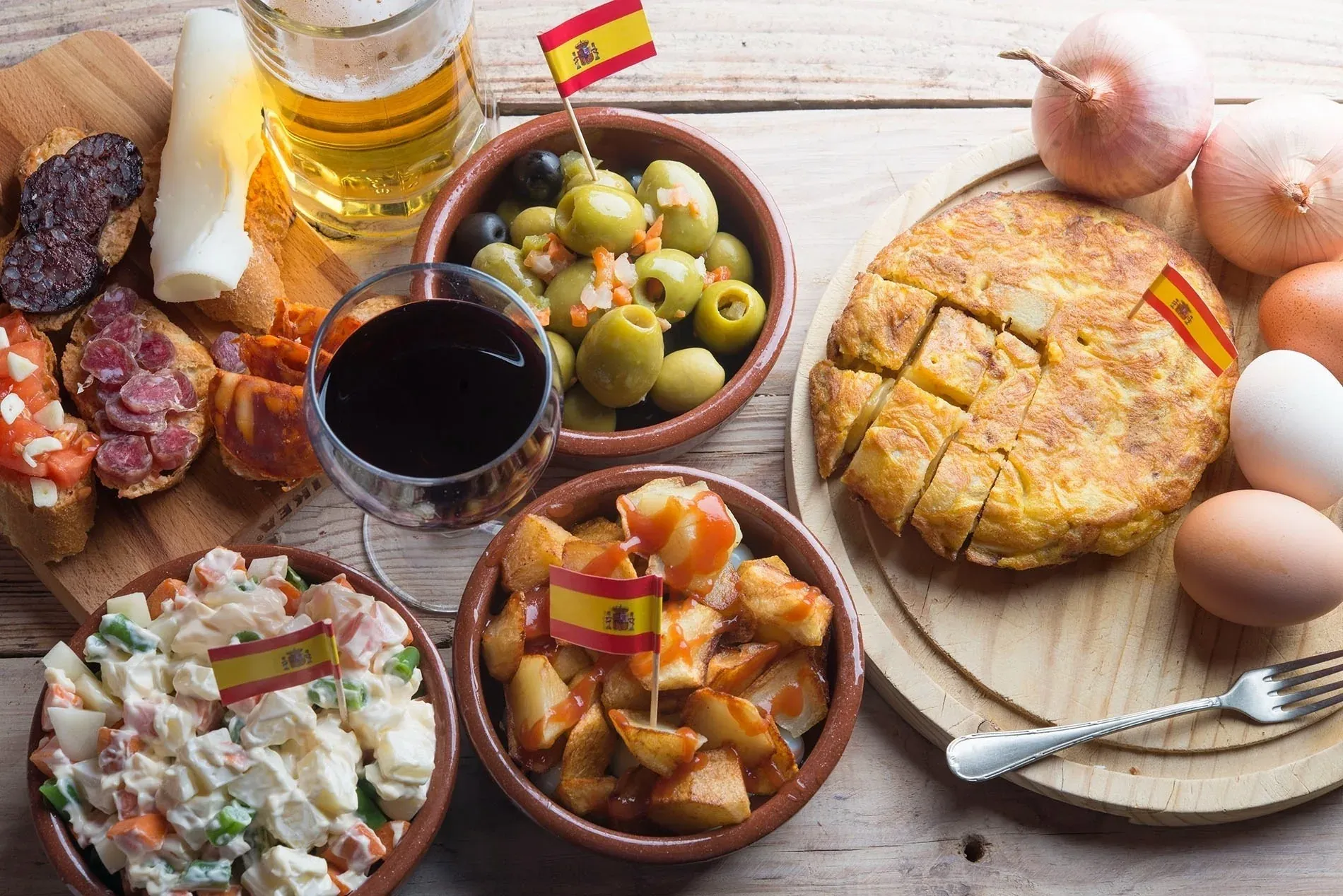 Curiosities about Spanish food: Taste Spain with Hotel Angela's tapas spread.