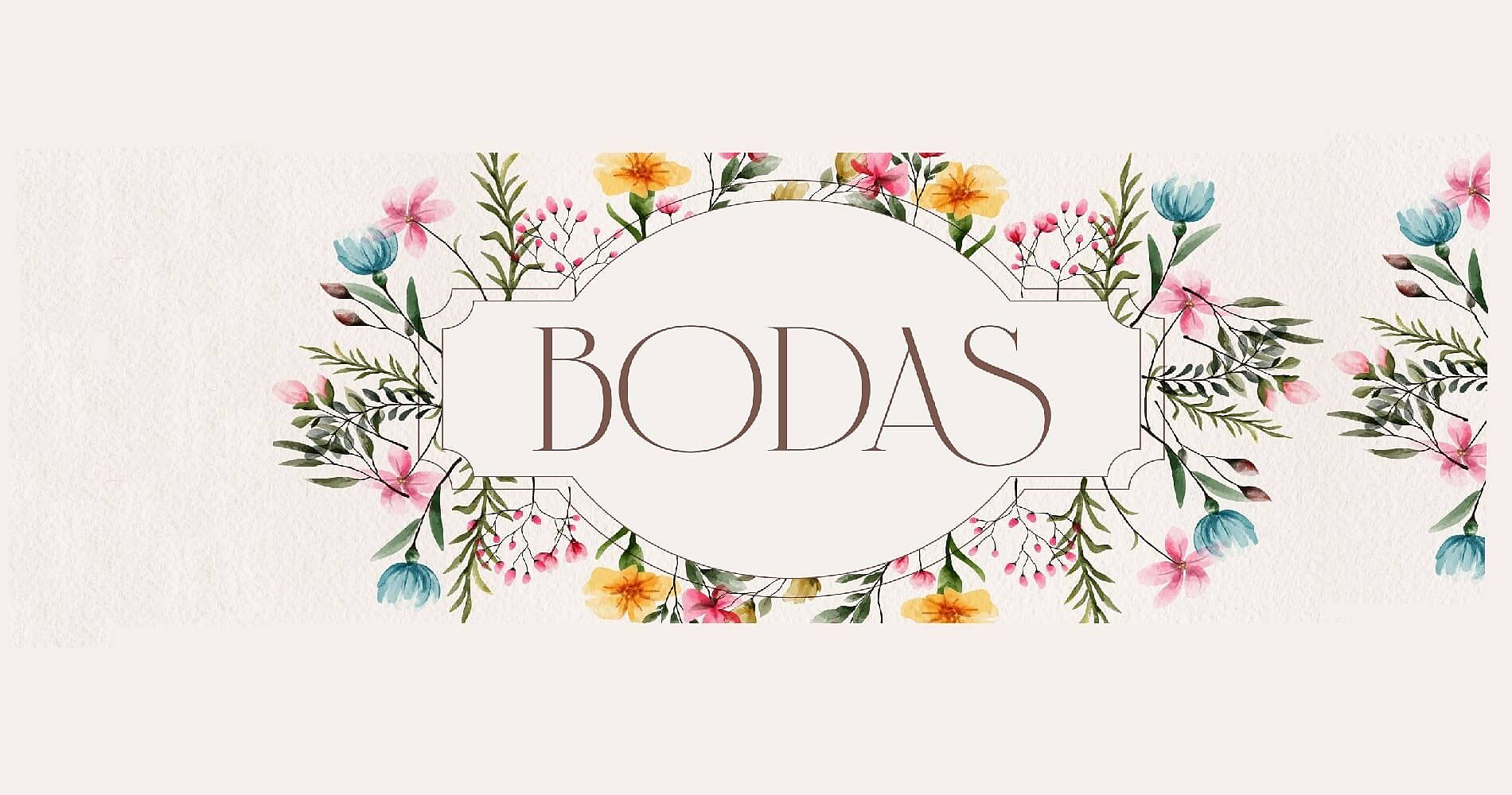 Imagen de invitación de bodas con flores acuarela y texto "BODAS" paraBodas | Hotel Ángela | Fuengirola