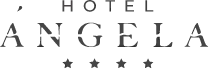 Logo del Hotel Angela con estrellas.