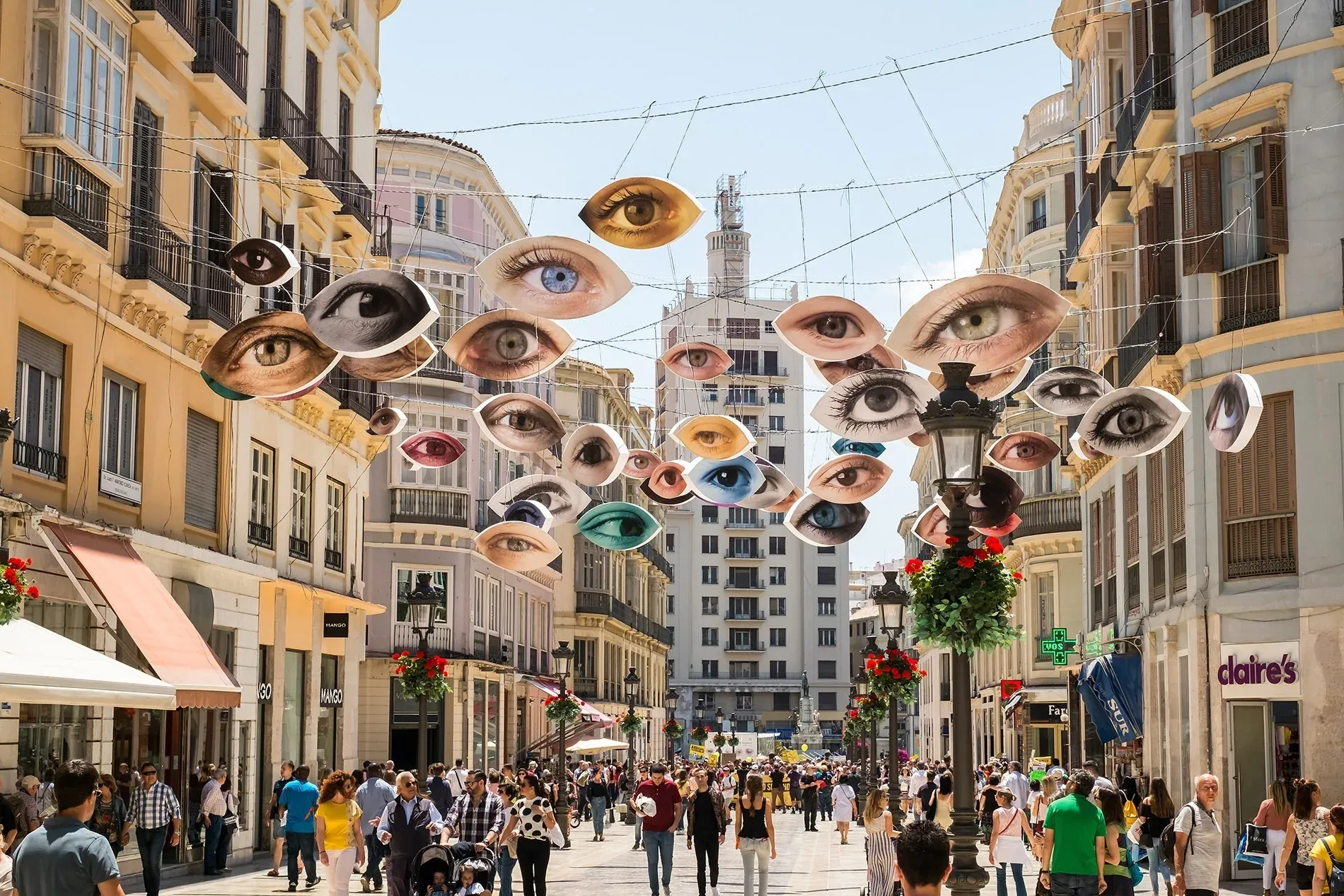 Décoration œil suspendu 'La Nuit Blanche à Malaga' – Blog Hôtel Angela, Fuengirola