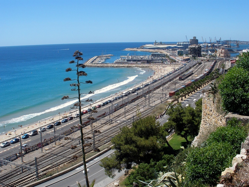 View from the Balcony of the Mediterranean over the beach in Tarragona