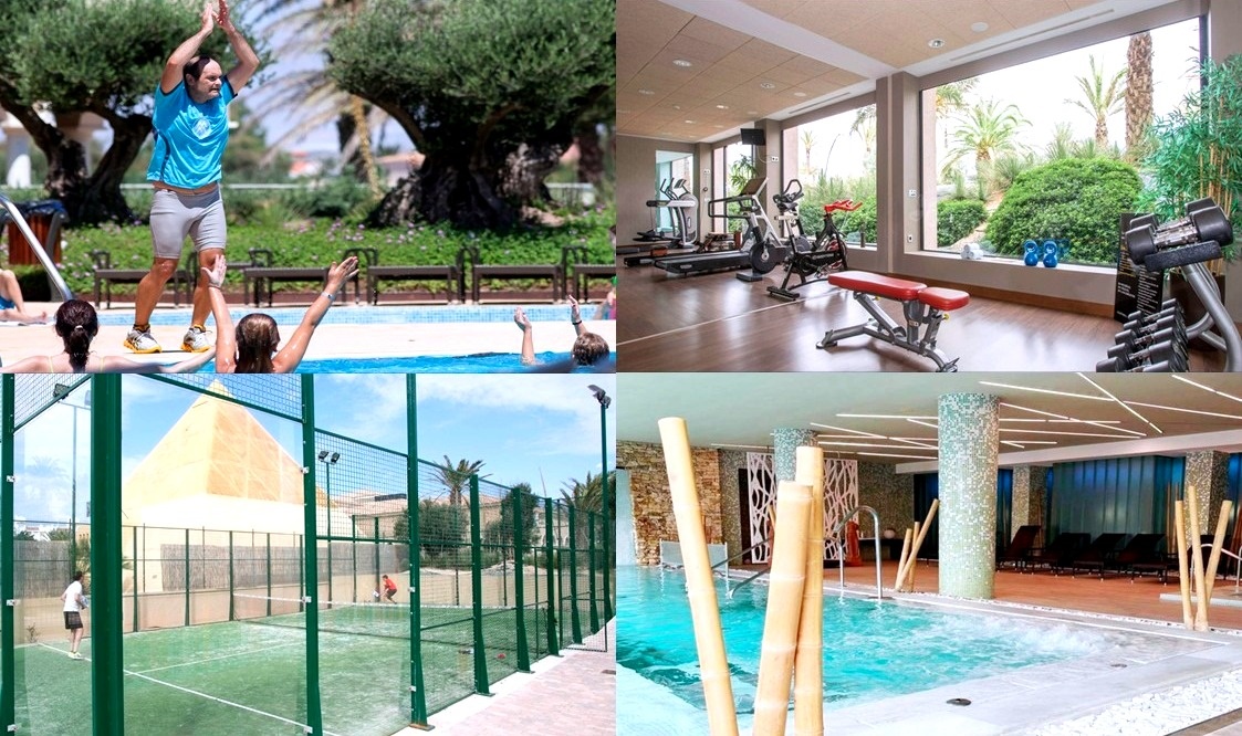 a gym with a sign that says ' aerobics ' on it