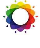 un logotipo de biosfera comprometido con una flor de colores