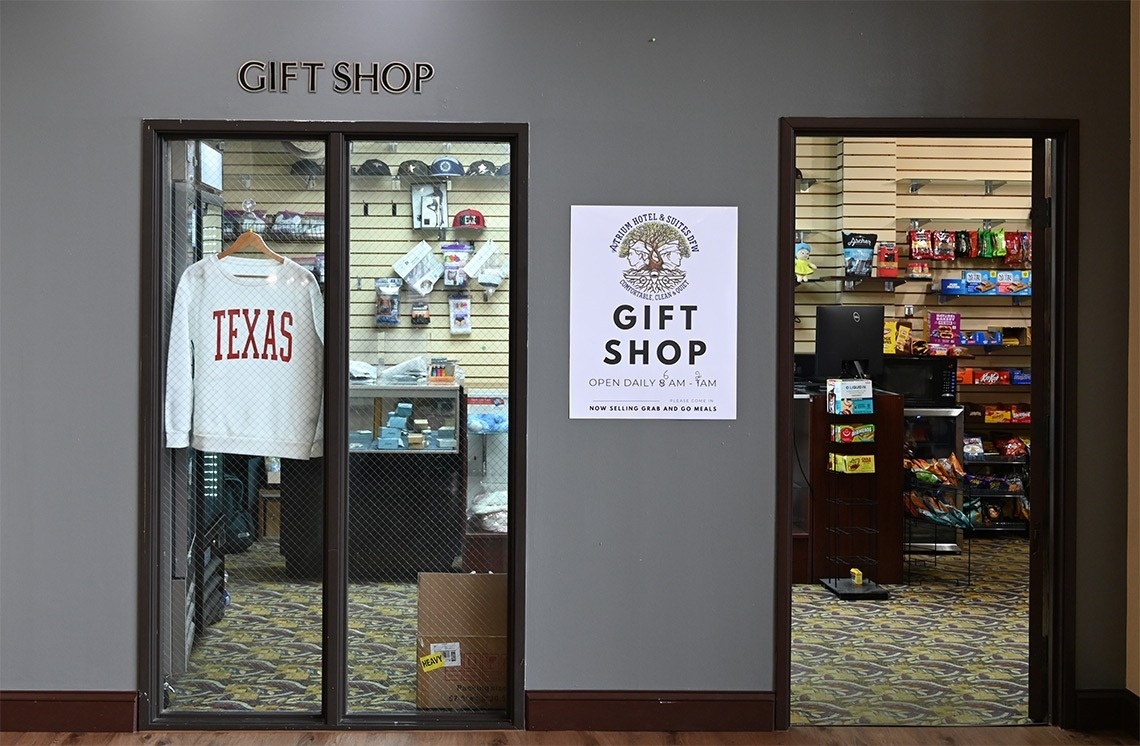 a gift shop with a sign that says gift shop