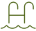 a pixel art of a green letter h on a black background .