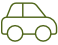 a green pixel art drawing of a car on a black background .