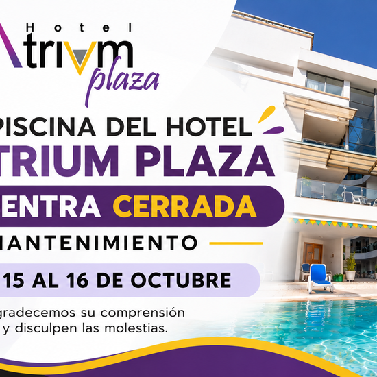 Hotel Atrium Plaza: Piscina cerrada por mantenimiento del 15 al 16 de octubre. Hotel Atrium Plaza