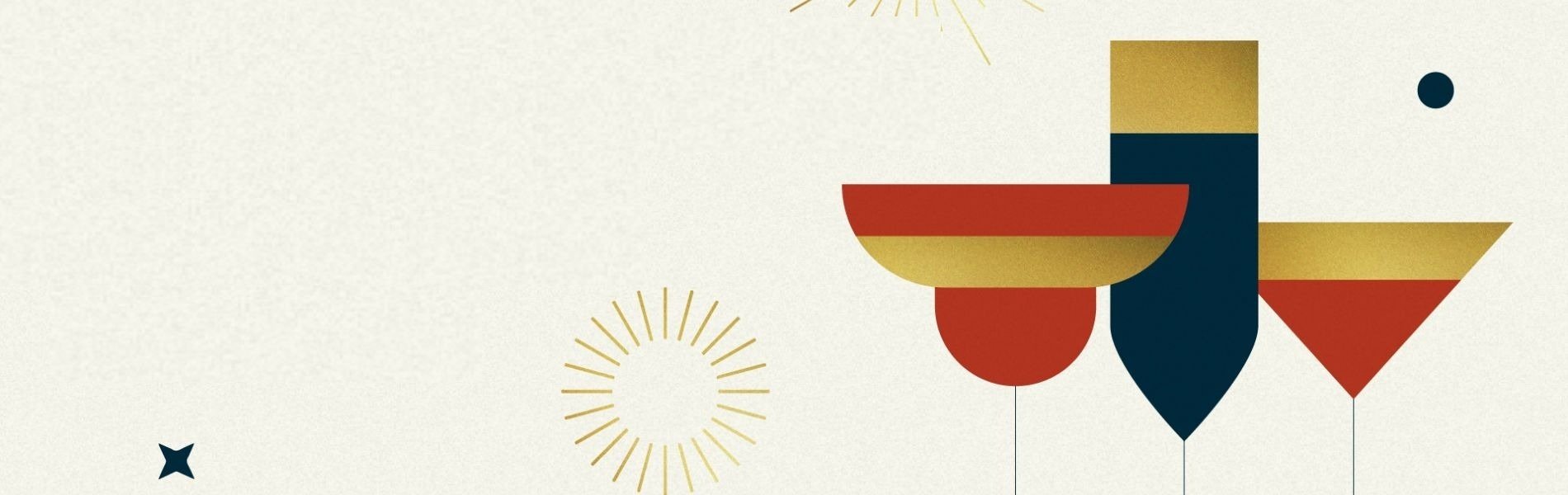 uma ilustração de três taças de vinho com cores diferentes