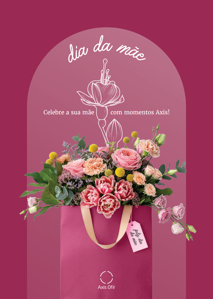 Offre Fête des Mères Axis Ofir: élégant bouquet de fleurs dans sac cadeau. Célébrez maman à l'hôtel.