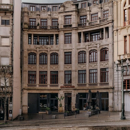 An ornate, curved building, identified as 