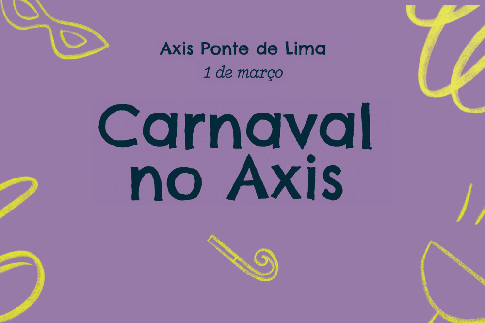 un cartel púrpura que dice carnaval no axis