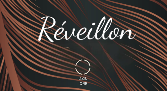 un cartel de reveillon con copas de champán y fuegos artificiales