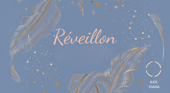 un cartel de reveillon con copas de vino y fuegos artificiales