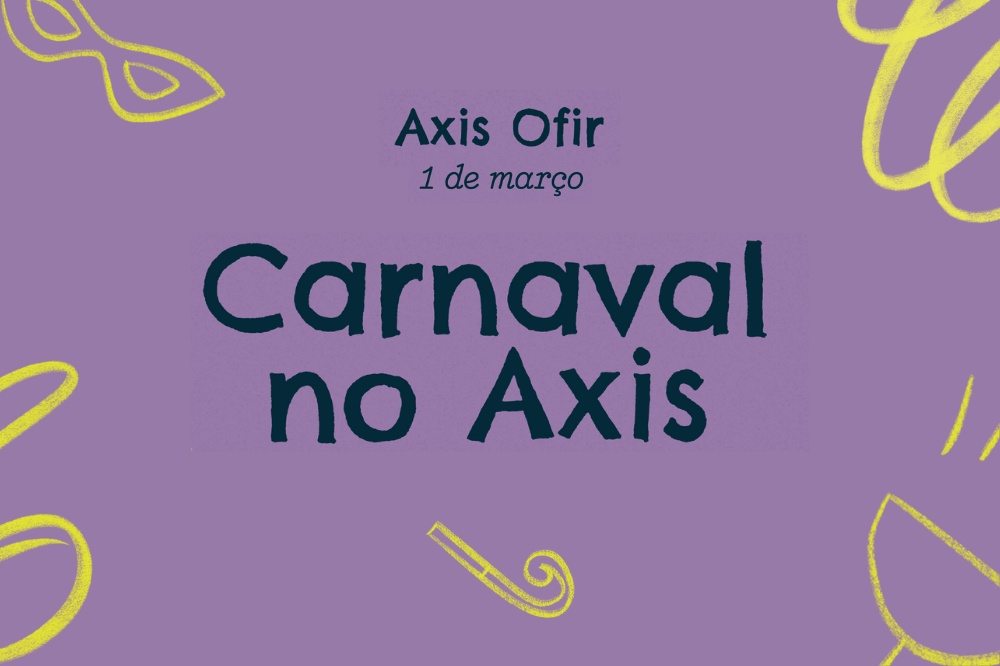 un cartel púrpura que dice carnaval no axis