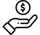 a hand is holding a coin with a dollar sign on it .