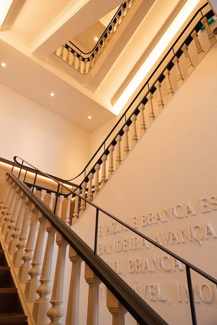 a staircase with the word branca on the wall