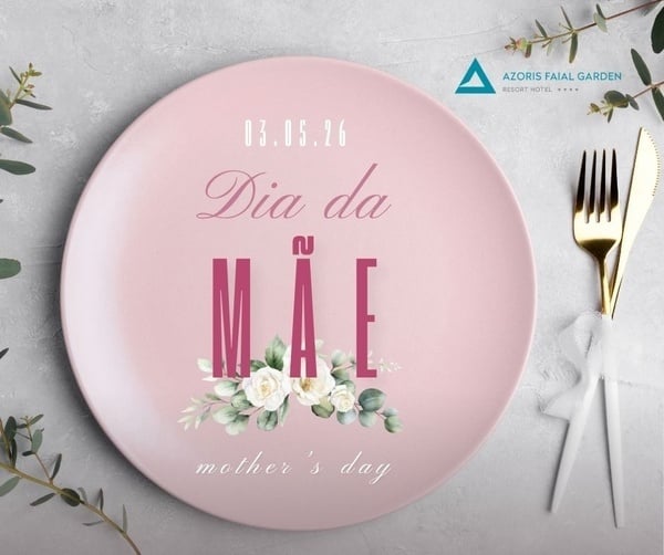 Azoris Faial Garden Mother's Day offer: beautifully decorated plate, cutlery & flowers. 03.05.26