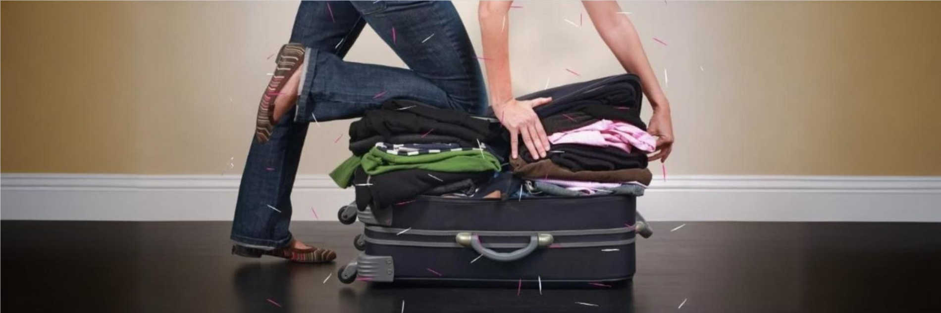 a woman is packing a suitcase that says long weekend