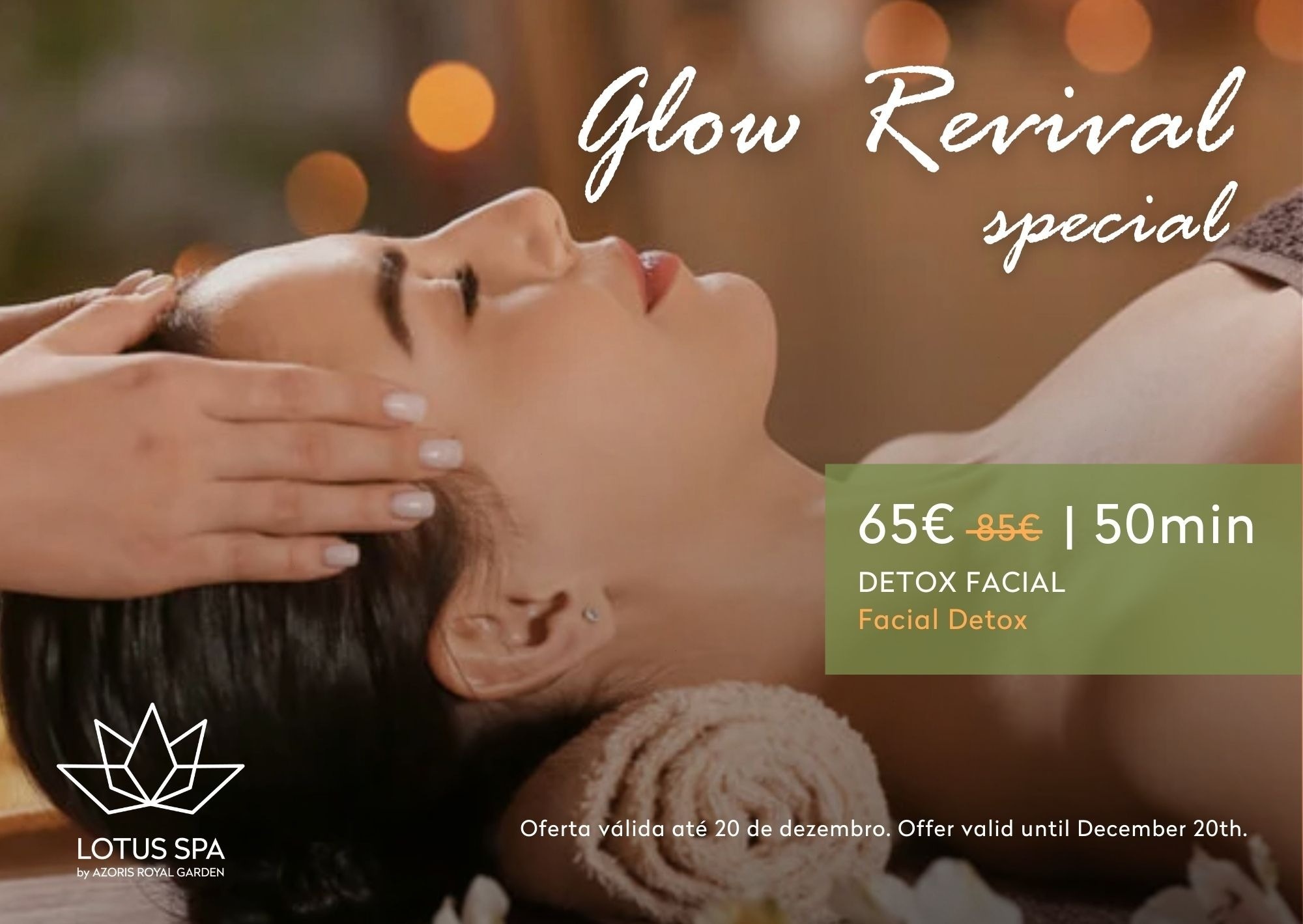 an advertisement for a glow revival special at lotus spa