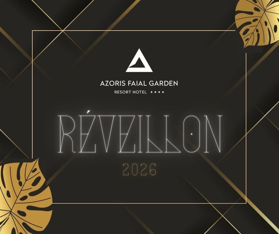 un cartel de azoris faial garden con fuegos artificiales