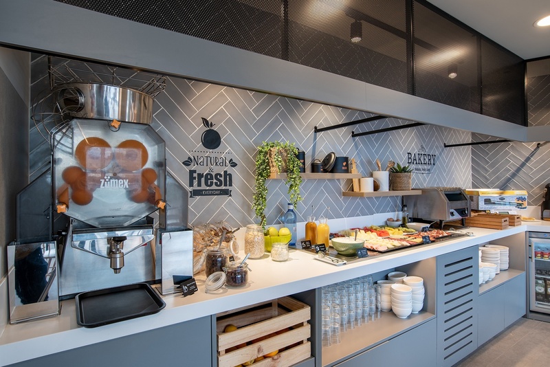 a kitchen with a sign that says natural fresh