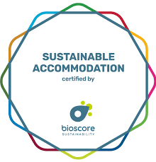 a black and white logo for bioscore sustainability