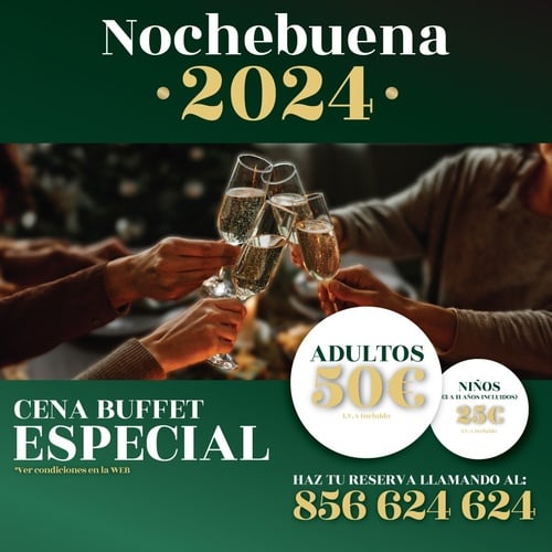 un cartel que dice nochebuena 2024 cena buffet especial