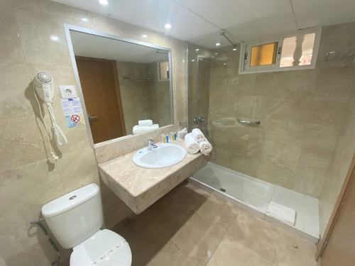 a bathroom with a toilet a sink and a mirror