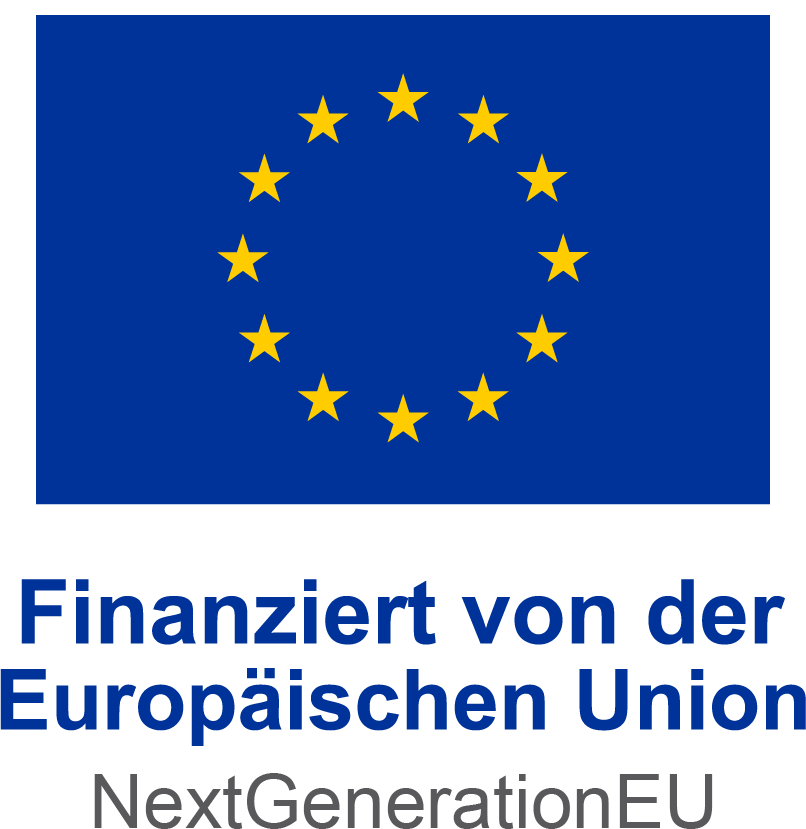una bandera azul con estrellas amarillas y la palabra finanziert von der europäischen union