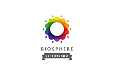 Logo Biosphere Certificado, sello de sostenibilidad para hoteles Hotel Best Autohogar.