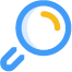 a pixel art drawing of a magnifying glass on a black background