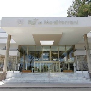 a white building with the word mediterrane on it