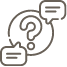 un icone de pixel art d' una cabeza con un signo de interrogación y burbujas de habla .