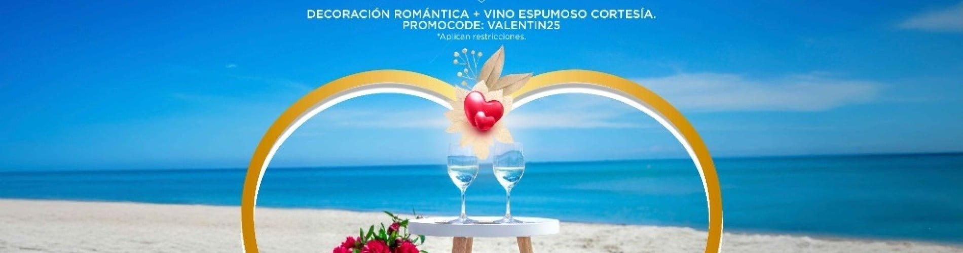 an advertisement for vacaciones que enamoran shows a heart shaped table on the beach