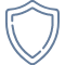 a blue line drawing of a shield on a white background .