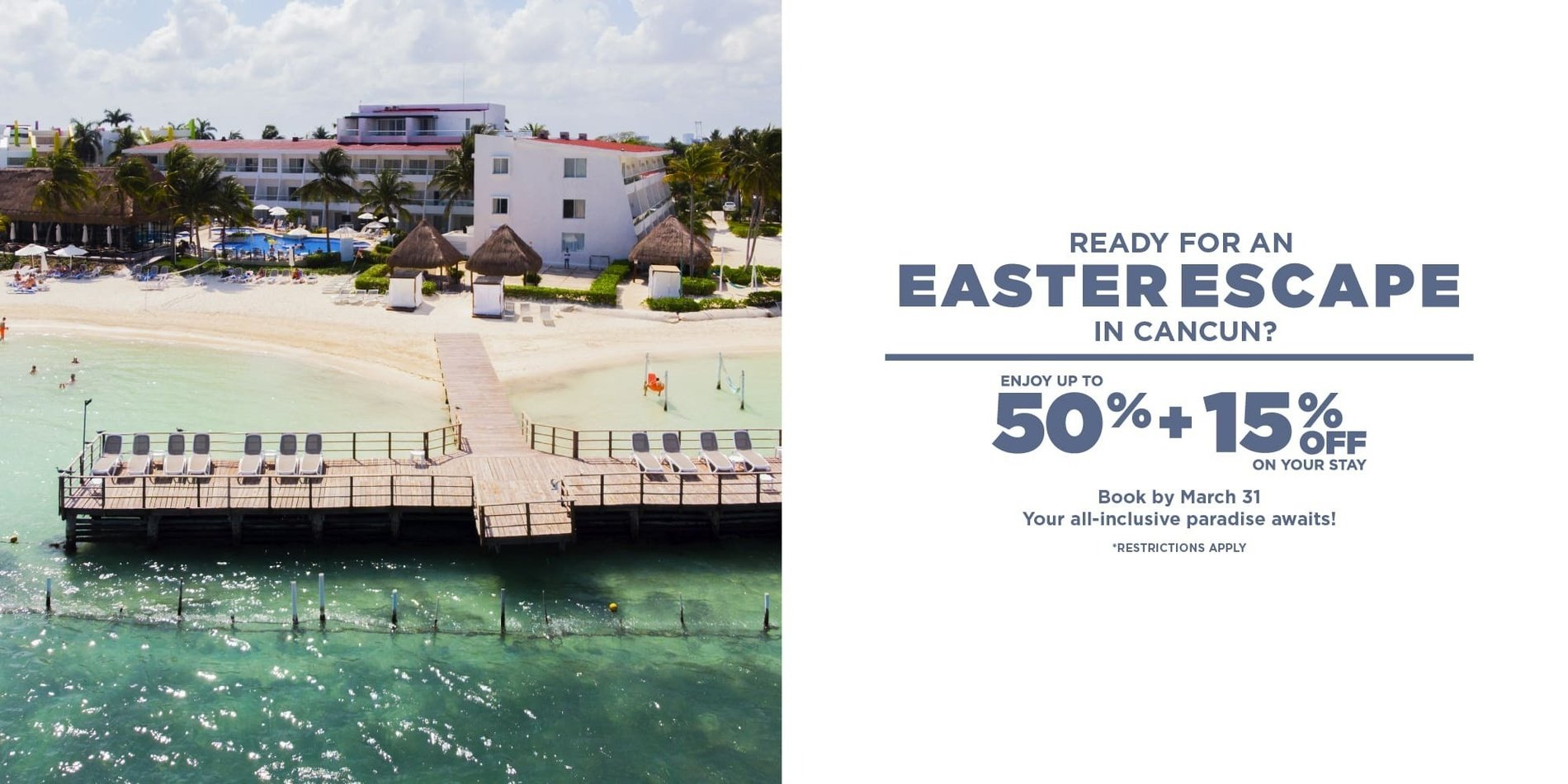 an advertisement for an easter escape in cancun