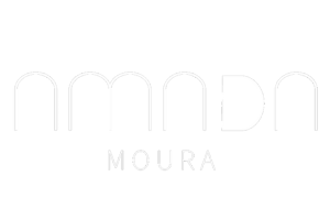 the logo for amanda moura is a white logo on a white background .