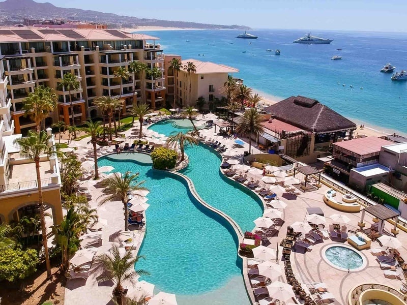 Views of the exterior of the hotel from the ocean