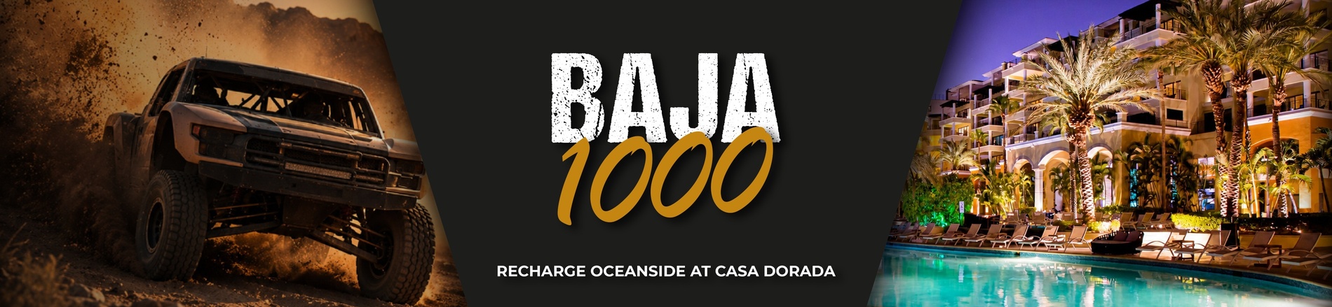 Baja 1000 à Casa Dorada : courses de dune et piscine de luxe.