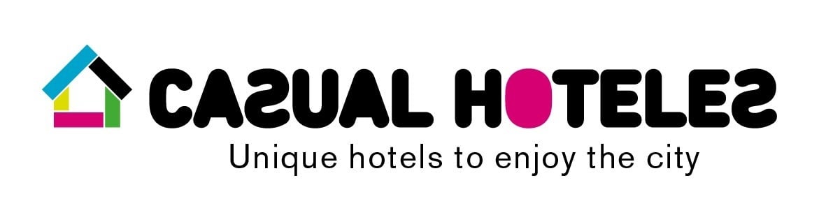 un logotipo para hoteles casuales que dicen hoteles únicos para disfrutar de la ciudad