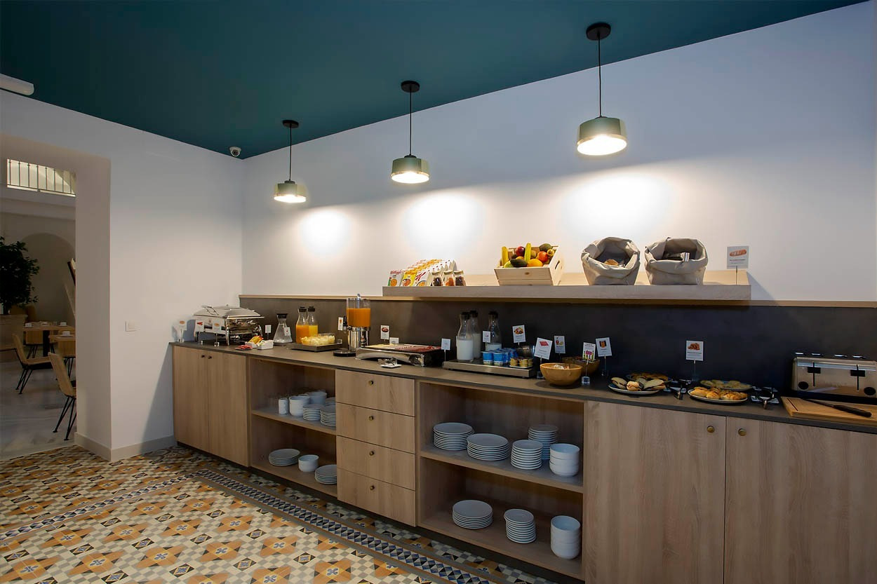 Frühstücksbuffet im Casual con Duende Cádiz - Hotel im historischen Zentrum von Cádiz.