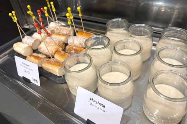 jars of horchata tiger nut milk sit on a counter