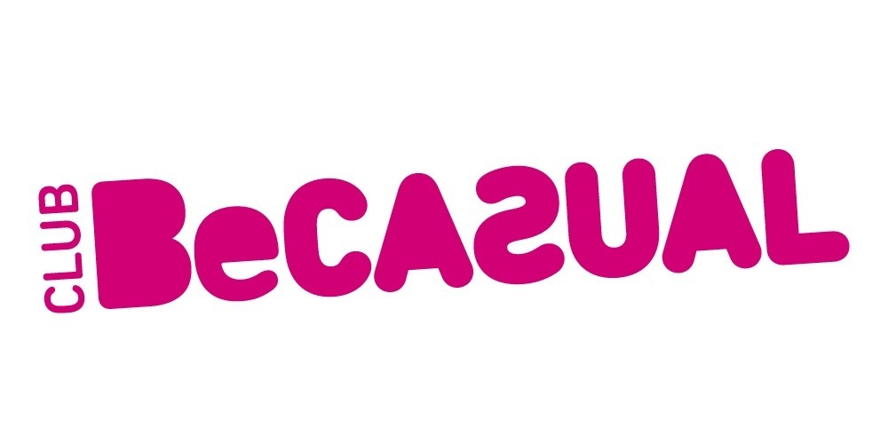 un logotipo rosa para el club beca2ual sobre un fondo blanco