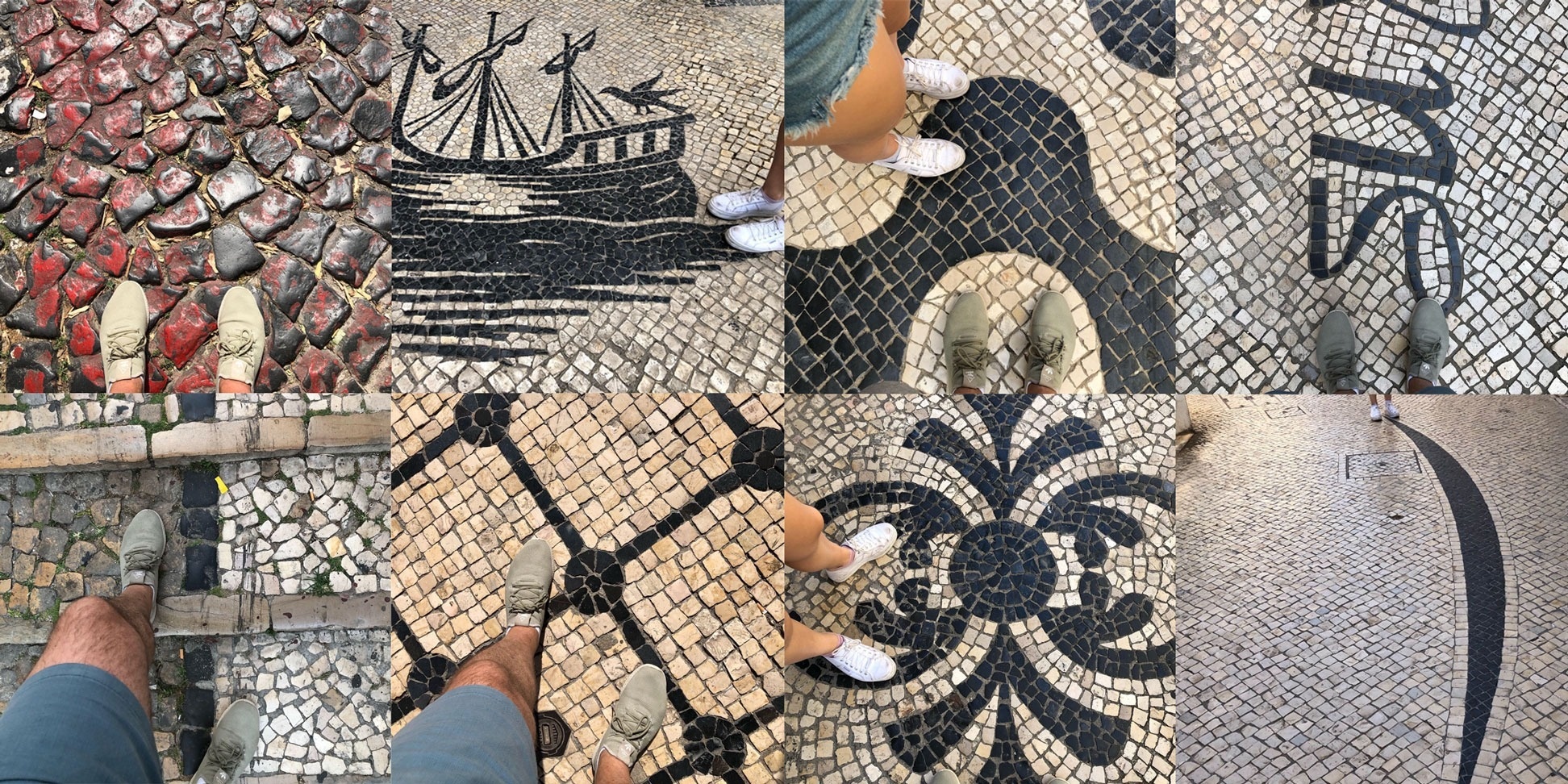 un collage de varias imágenes que muestran los pies de una persona