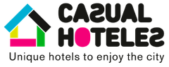 um logotipo colorido para o hotel casual hotelez